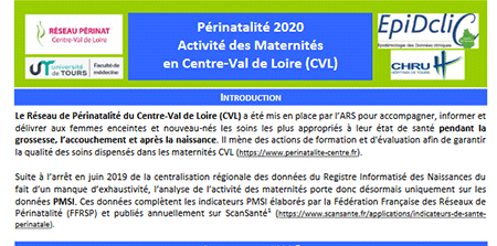 Activité des maternités en Centre-Val de Loire, données 2020